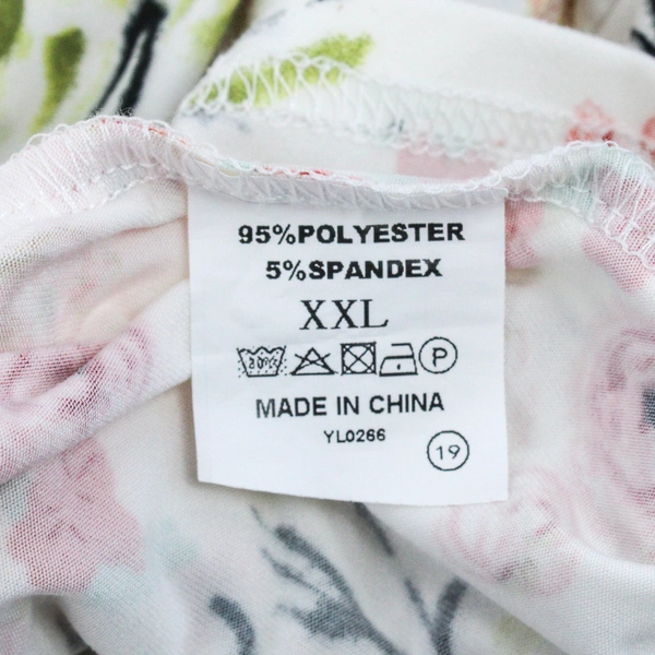 White T-Shirt Pink and Green Floral Pattern Women's Size XXL