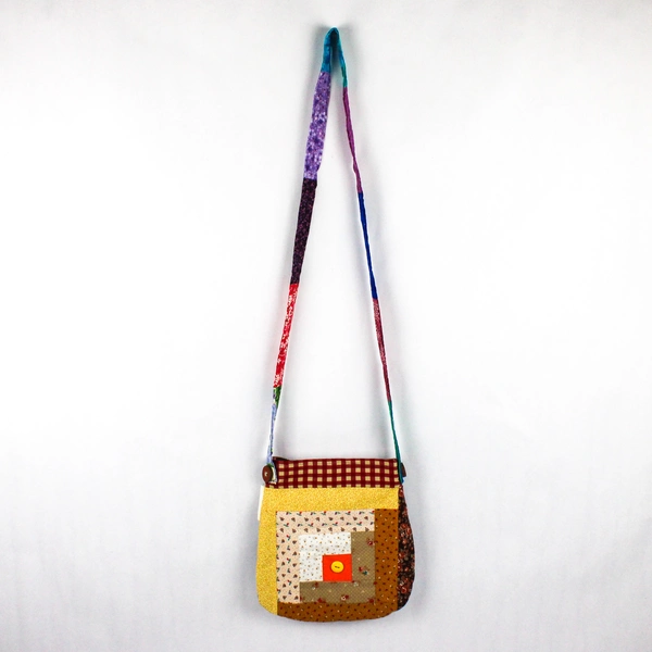 Handmade Patchwork Fabric and Denim Crossbody Purse