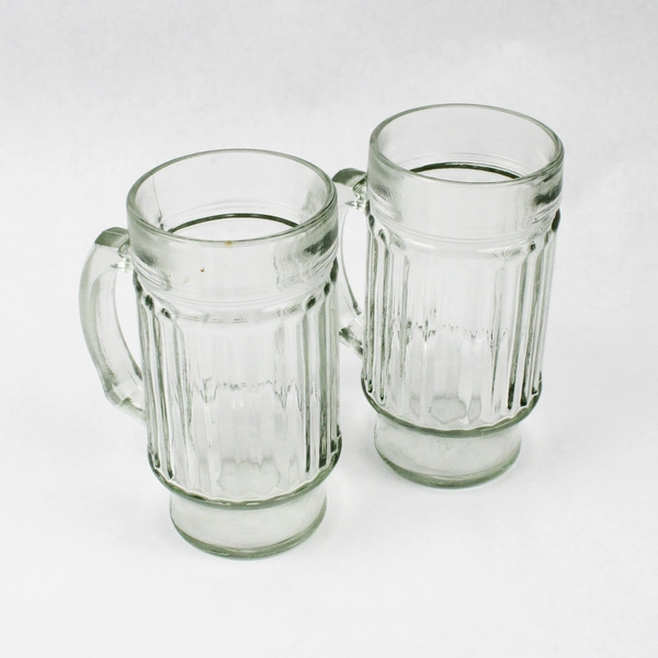 Lot Of 2 Vintage Anchor Glass Container Tankard Or Beer Mug 5.75" Tall