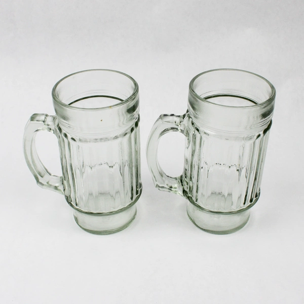 Lot Of 2 Vintage Anchor Glass Container Tankard Or Beer Mug 5.75" Tall