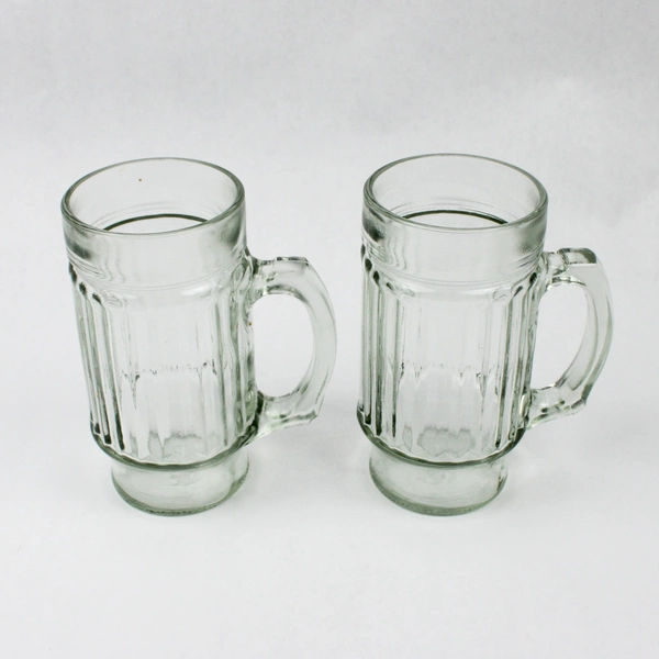 Lot Of 2 Vintage Anchor Glass Container Tankard Or Beer Mug 5.75" Tall