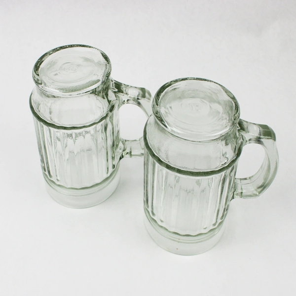 Lot Of 2 Vintage Anchor Glass Container Tankard Or Beer Mug 5.75" Tall