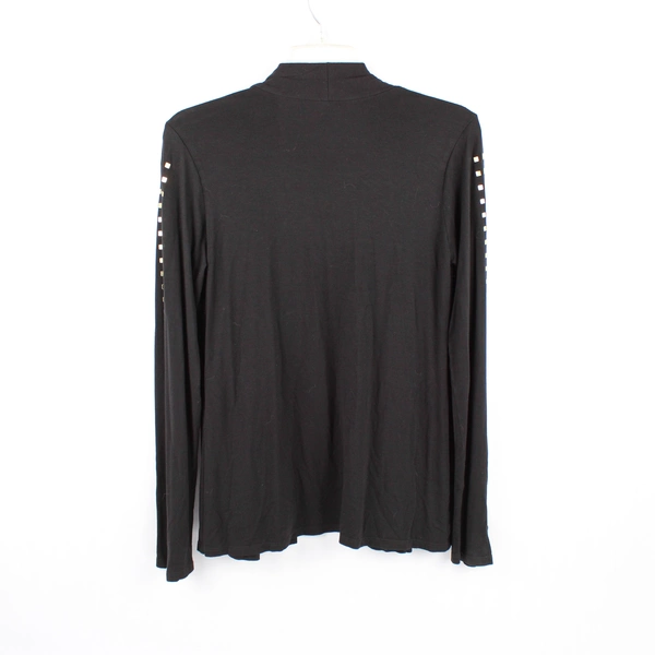 Ecla Black Open-Front Duster Gold Sleeve Accents Women's Size Medium