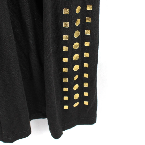 Ecla Black Open-Front Duster Gold Sleeve Accents Women's Size Medium