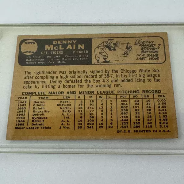 1966 Topps #540 Denny McLain Pitcher Tigers PSA 5 EX