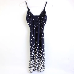 Navy Blue and White Polka Dot Smocked Swim Dress Women's Size Small