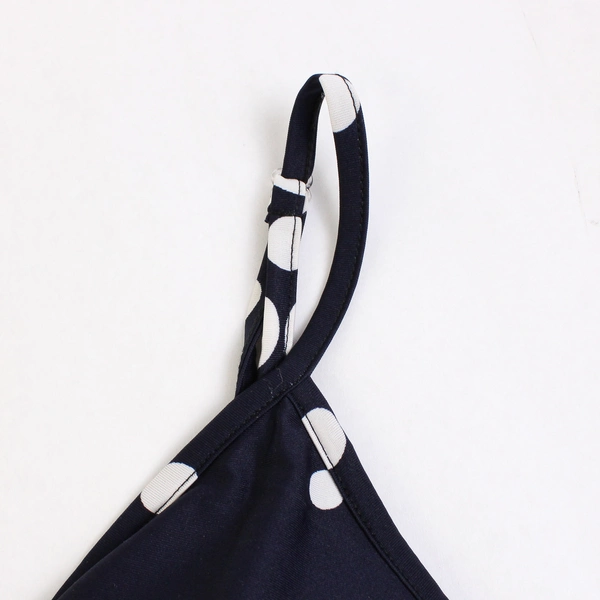 Navy Blue and White Polka Dot Smocked Swim Dress Women's Size Small