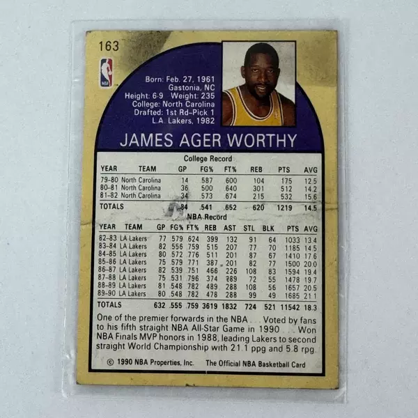 1990 NBA Hoops #163 James Worthy Signed Autograph Trading Card