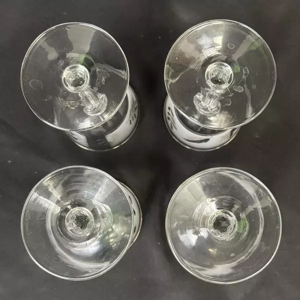Set Of 4 Mid Century Modern Libbey Silver Leaf Wine Glasses 5.75 Inch