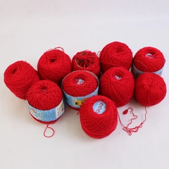 Lot of 10 Partly Used Omega Red Acrylic Baby Crochet Yarn Skeins