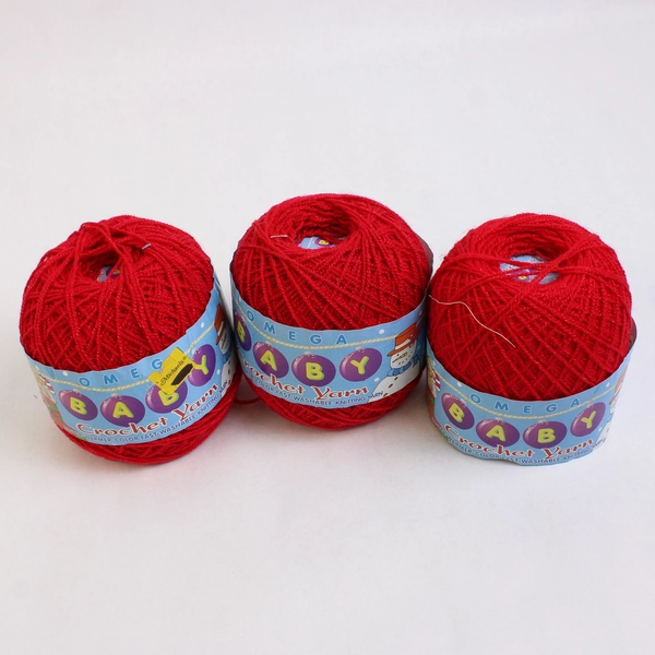 Lot of 10 Partly Used Omega Red Acrylic Baby Crochet Yarn Skeins