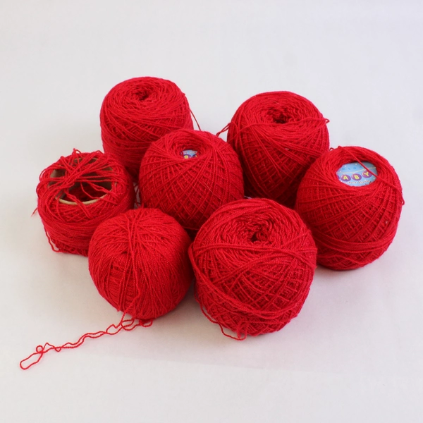 Lot of 10 Partly Used Omega Red Acrylic Baby Crochet Yarn Skeins