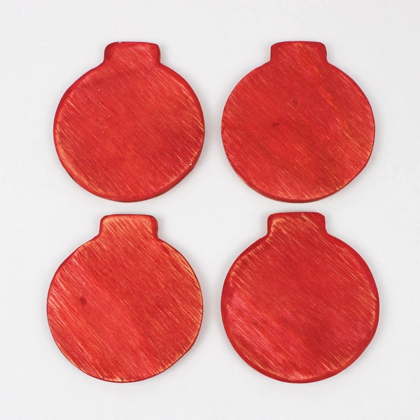 Set of 4 Grace Graffiti Handmade Wooden Christmas Ornament Coasters