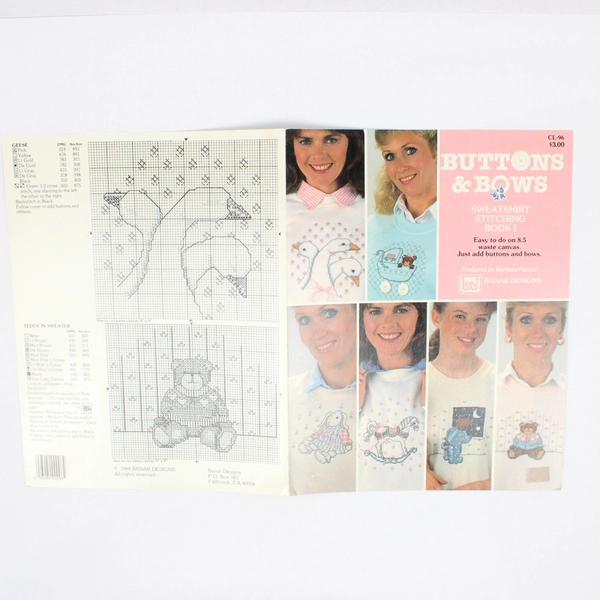 Buttons & Bows Sweatshirt Stitching Book 1 by Barbara Finwall 1988 Booklet