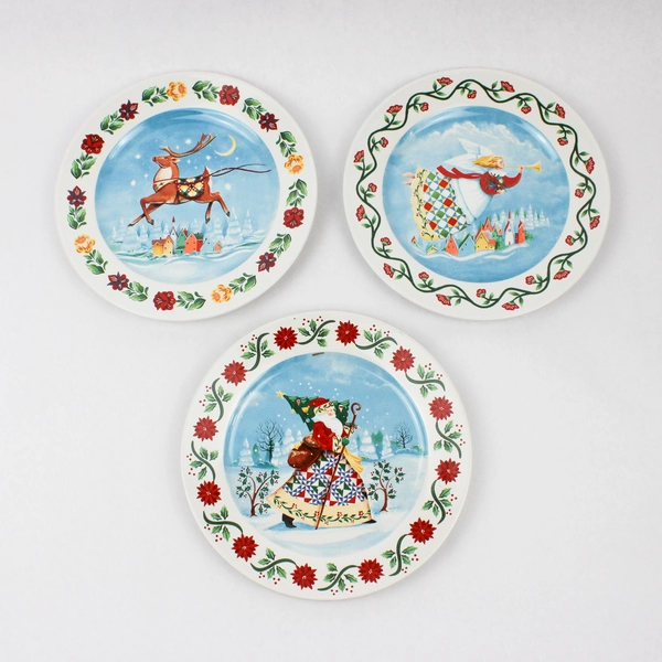 Set of 3 Heartwood Creek Christmas Salad Plates 8" 2003