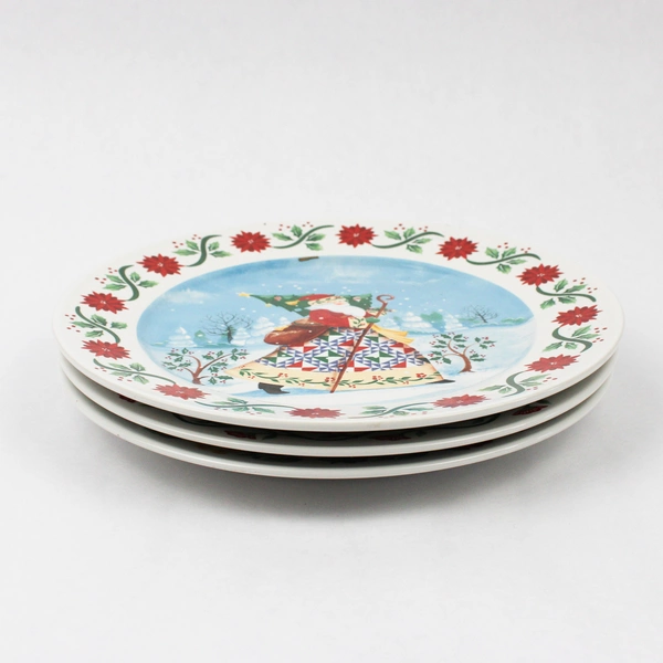 Set of 3 Heartwood Creek Christmas Salad Plates 8" 2003