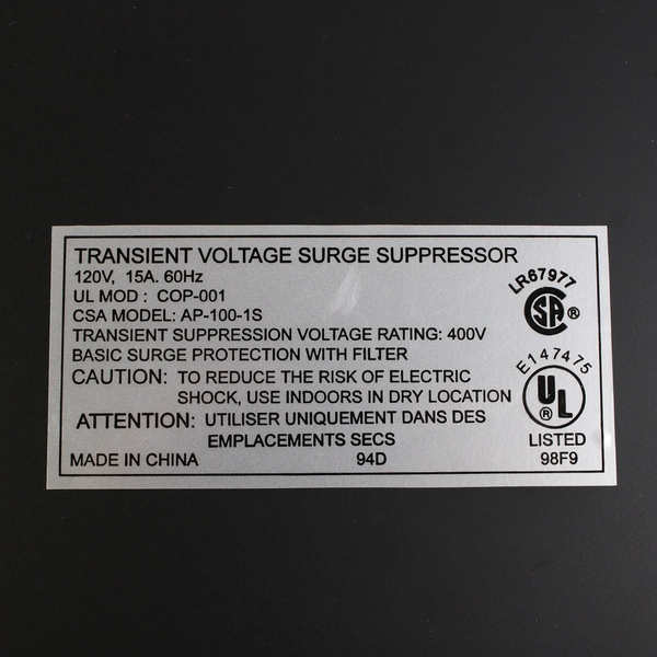 Transient Voltage Surge Suppressor CSA Model SAP-100-1S 