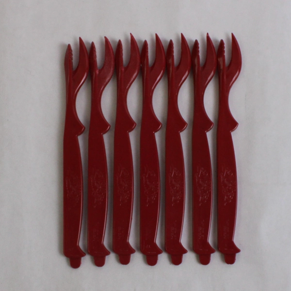 Lot Of 7 Unbranded Red Sea Sheller Utensils For Crab Lobster & Prawns 7.5" Long