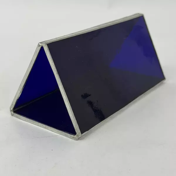 Handblown Cobalt Blue Glass Pyramid Decor Accent Piece