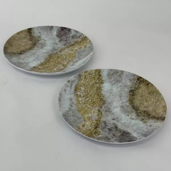 Set of 2 Merritt Melamine Salad Plates 8 Inch Golden Granite Pattern