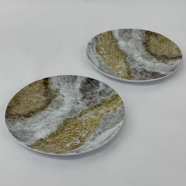 Set of 2 Merritt Melamine Salad Plates 8 Inch Golden Granite Pattern