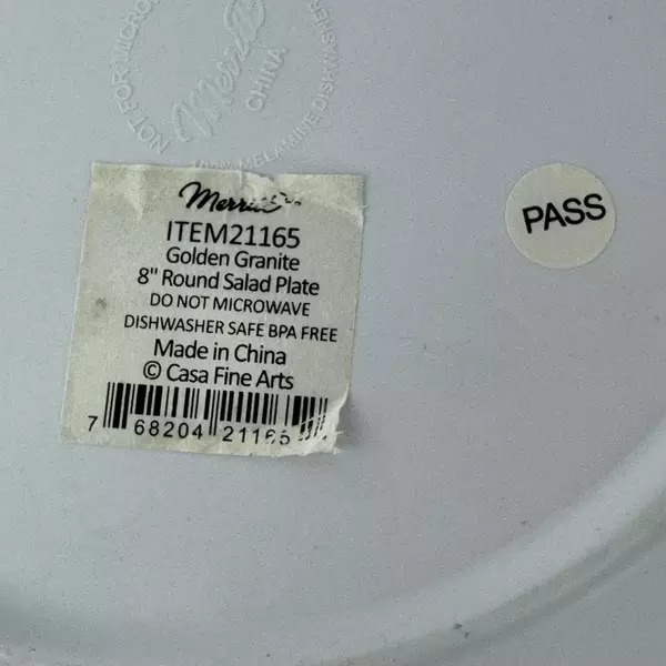 Set of 2 Merritt Melamine Salad Plates 8 Inch Golden Granite Pattern