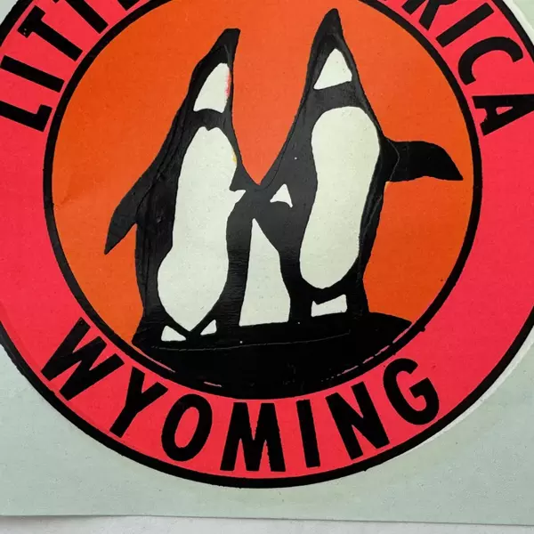 Vintage Little America Wyoming State Souvenir Penguins Water Travel Decal Enco