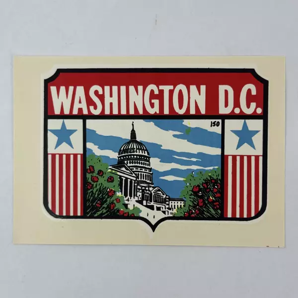 Washington D.C. Vintage Classic Water Decal Sticker US Capitol Cherry Blossoms