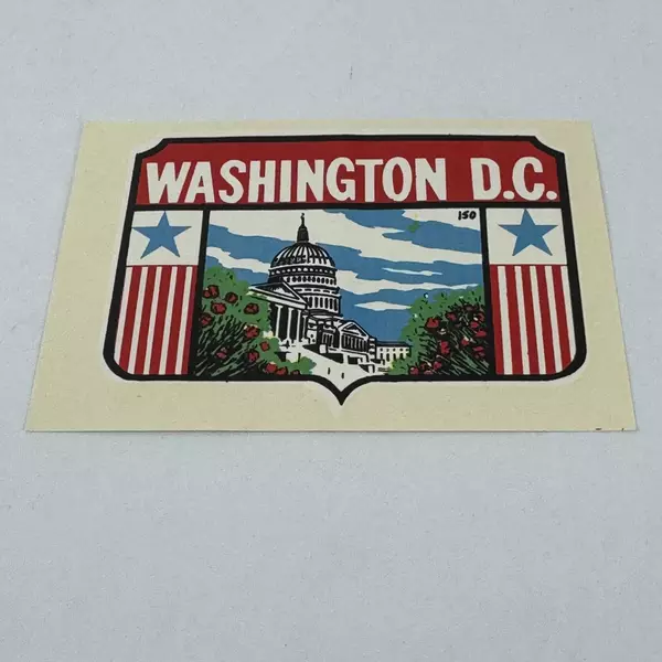 Washington D.C. Vintage Classic Water Decal Sticker US Capitol Cherry Blossoms