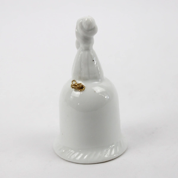 Vintage Collectable Small White Porcelain Bell With Little Girl Singing Handle
