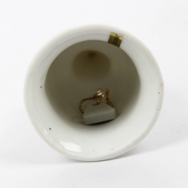 Vintage Collectable Small White Porcelain Bell With Little Girl Singing Handle