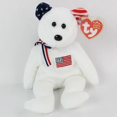 TY Beanie Babies America 2002 White Bear 9/11 Remembrance W/ Tag Plush Doll Toy