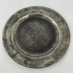 Antique Large Pewter 9.5 Inch Plate Worn Marks c. 1800s