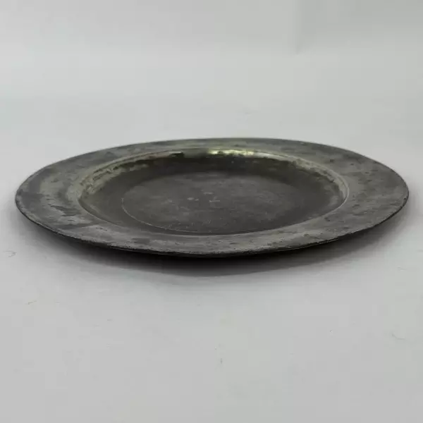 Antique Large Pewter 9.5 Inch Plate Worn Marks c. 1800s