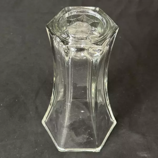 Heavy Hexagon Shaped Glass Flower Vase With Embossed 3-D Star Bottom 9 Inch