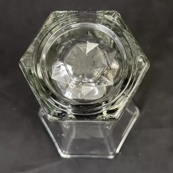 Heavy Hexagon Shaped Glass Flower Vase With Embossed 3-D Star Bottom 9 Inch