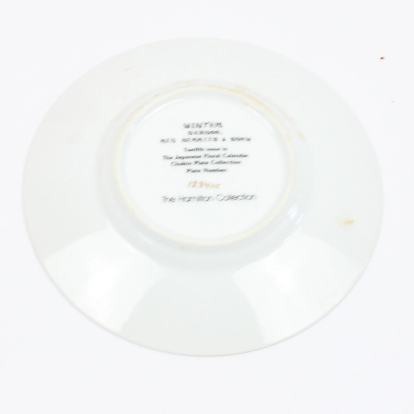 Hamilton Collection Japanese Floral Calendar Winter Plate COA