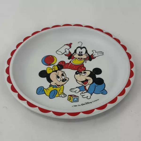 Vintage 1984 Walt Disney Company Baby Mickey Mouse Minnie Goofy Plate