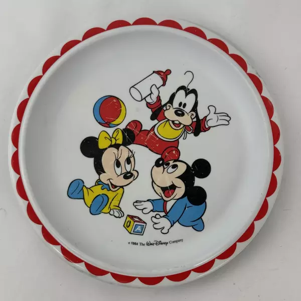 Vintage 1984 Walt Disney Company Baby Mickey Mouse Minnie Goofy Plate