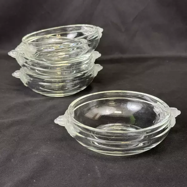 4 Mikasa Satin Rose Crystal Small Dessert Bowls With Frosted Rose Handles 4.75"