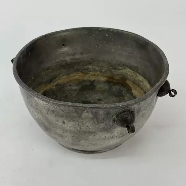 Antique Chinese Pewter Bowl 12" Wide Collectible Decorative Vintage Dish