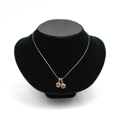 925 Sterling Silver Necklace 2 Pendants Purple and Colorless Stones