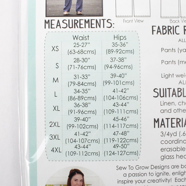 NIP Port City Pants Sewing Pattern by Sew to Grow Sizes XS - 4XL