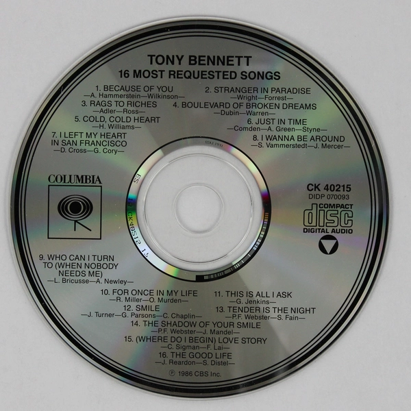 Tony Bennett 16 Most Requested Songs 1986 Columbia CD