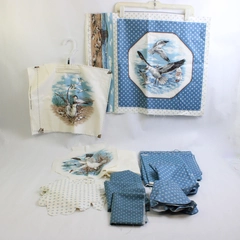 1.75 Lb Quilting Fabric Lot Blue and White Nautical Themes