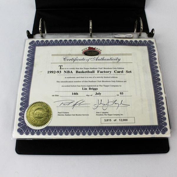 1992-1993 TOPPS Stadium Club Members ONLY Factory Card Set NBA No Beam Teams