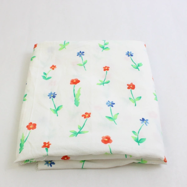 White Quilting Cotton Blue and Red Daisy Print 36" x 1 2/3 Yd