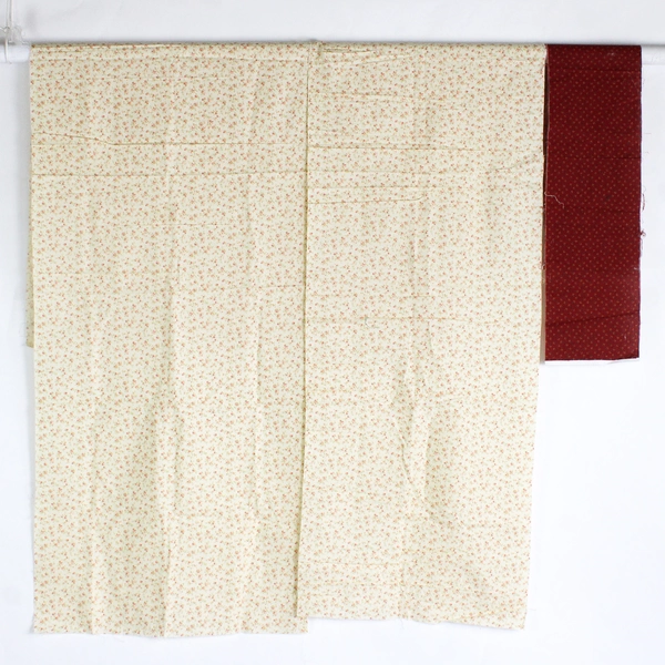 3 Pc Lot Floral Patterned Quilting Fabric Scraps Red and Cream 4+ Yards Total