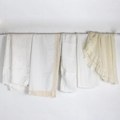 Mixed Lot of 4 Flawed White and Cream Tablecloths for DIY Fabric Upcycling