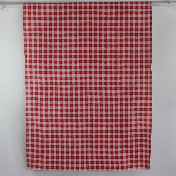 Lot of 2 Pink Red White Plaid Terry Cloth Tablecloths Flawed Upcycling